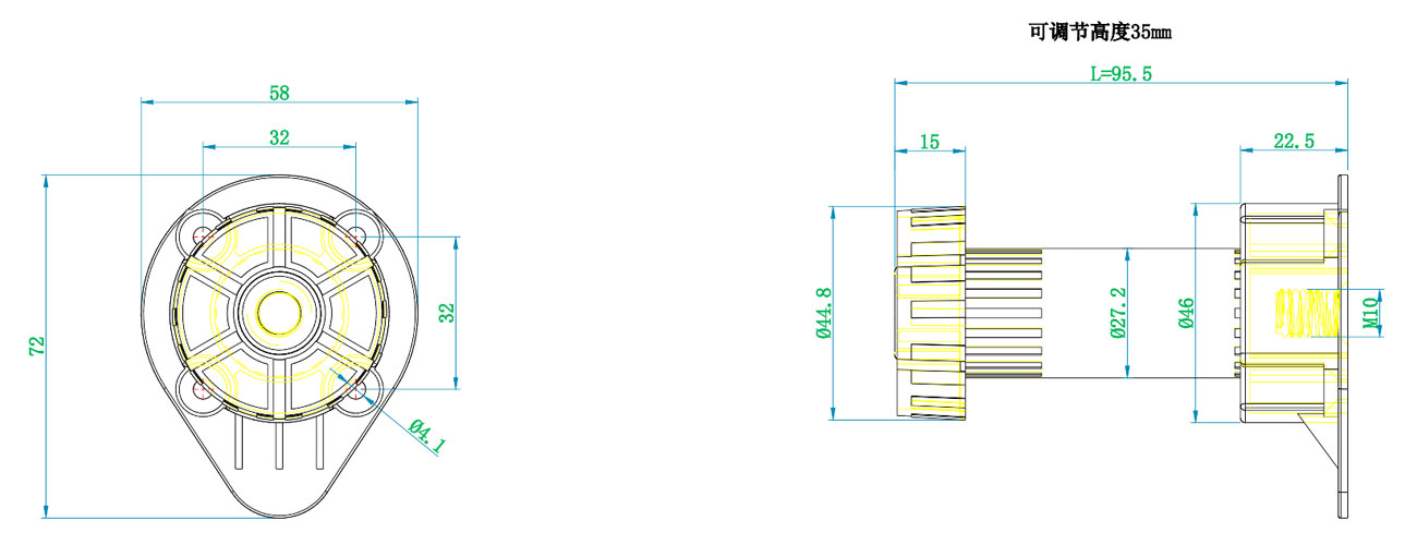 100mm Thick Adjustable Leg (Range: 96–130mm)