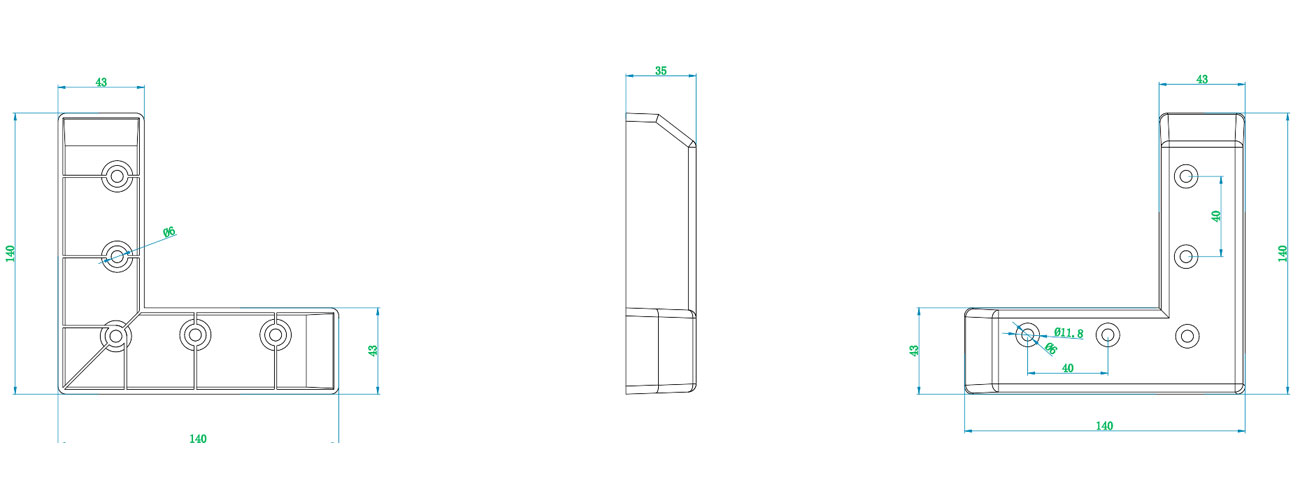 140×140×35mm Sofa Leg (Large Base)