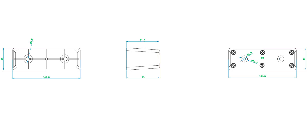 150×150×50mm Square Heavy-Duty Leg