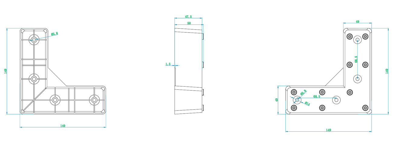 150-50mm Square Leg