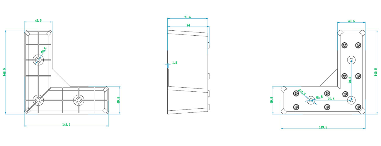 150-75mm Square Leg