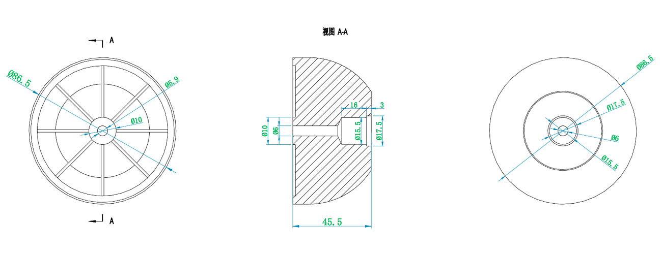 86mm Half-Round Sofa Leg – 45mm Height