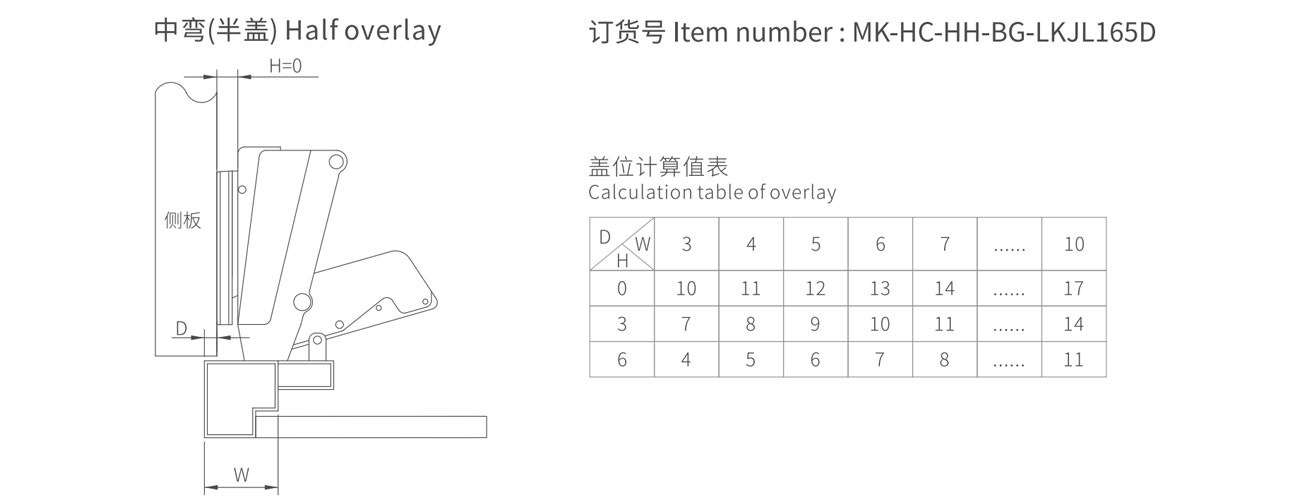 165° Aluminum Soft Closing Slide on Hinge MK-HC-HH-BG-LKJL165D