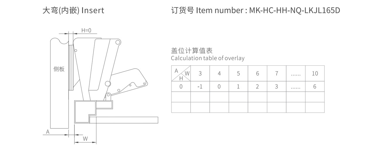 165° Aluminum Soft Closing Slide on Hinge MK-HC-HH-NQ-LKJL165D
