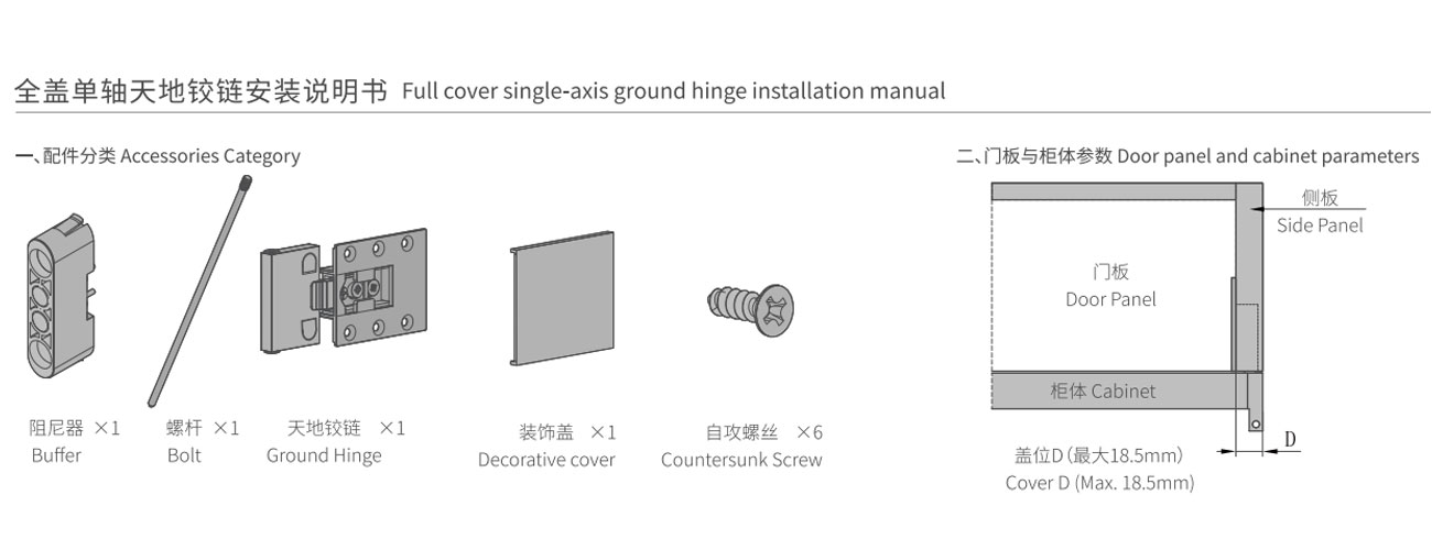 Full Overlay 180° Single Axis Needle Hinge 2.0 MK-KY-ZS2.0-180D