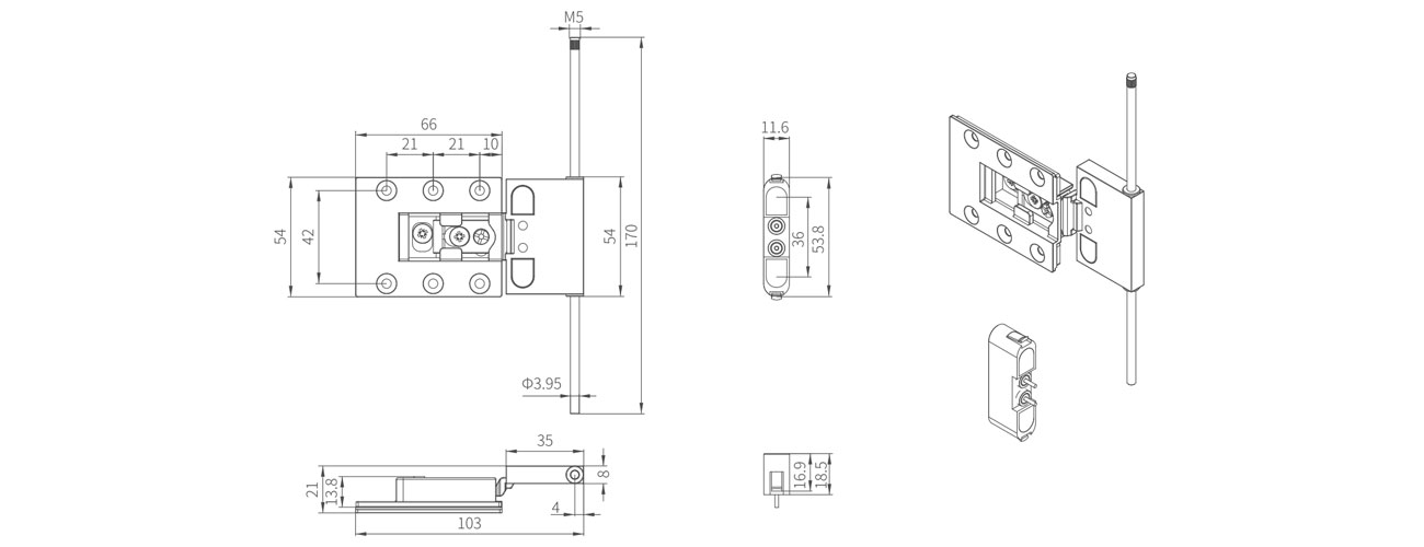 Full Overlay 180° Single Axis Needle Hinge 2.0 MK-KY-ZS2.0-180D
