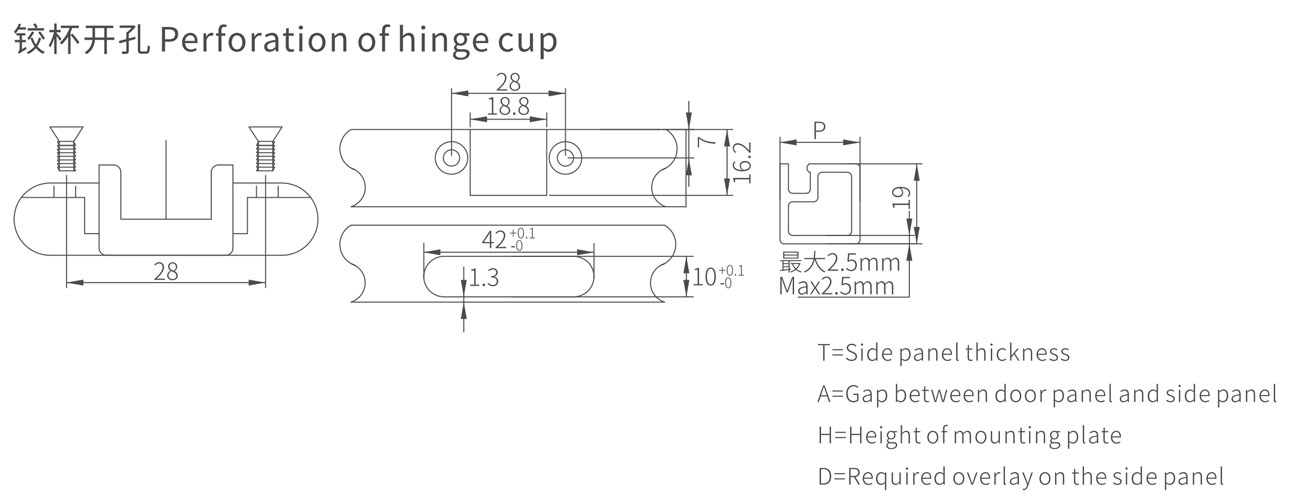 Aluminum Profile Hinge MK-LF-01-BG-LK