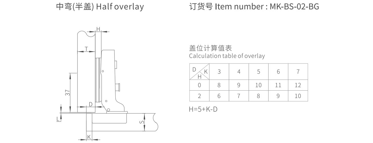 BS Hinge (Two Way Soft Closing) MK-BS-02-BG