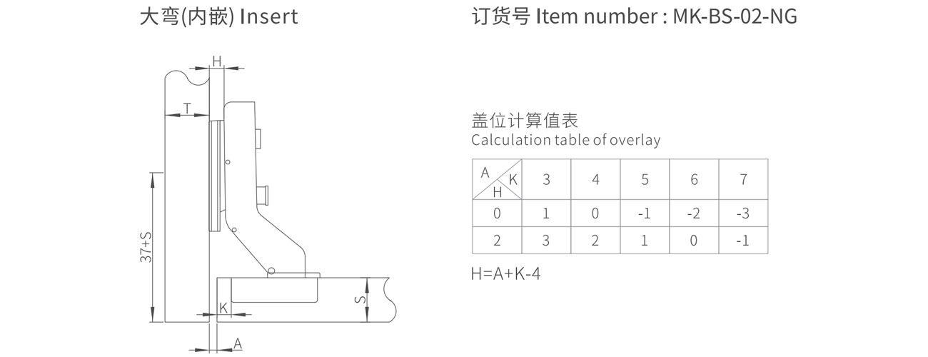 BS Hinge (Two Way Soft Closing) MK-BS-02-NG