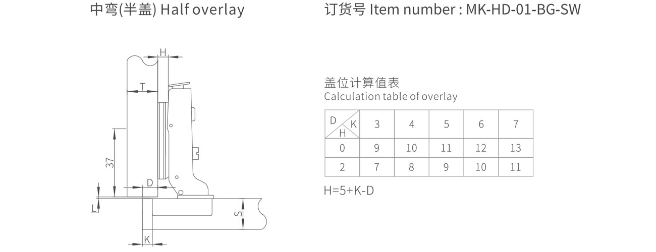 HD 3D Hinge MK-HD-01-BG-SW