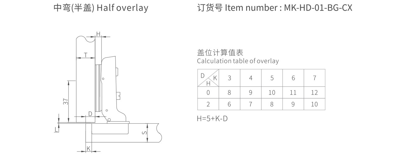 HD Clip-on Soft Closing Hinge MK-HD-01-BG-CX
