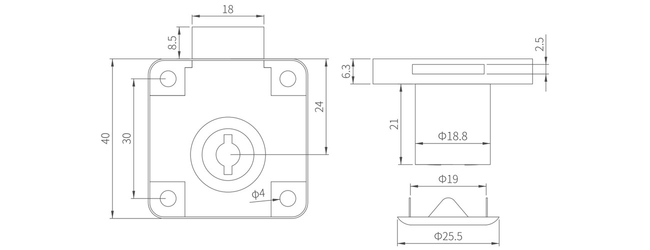 Zinc Alloy Drawer Lock MK-CLW-138-22