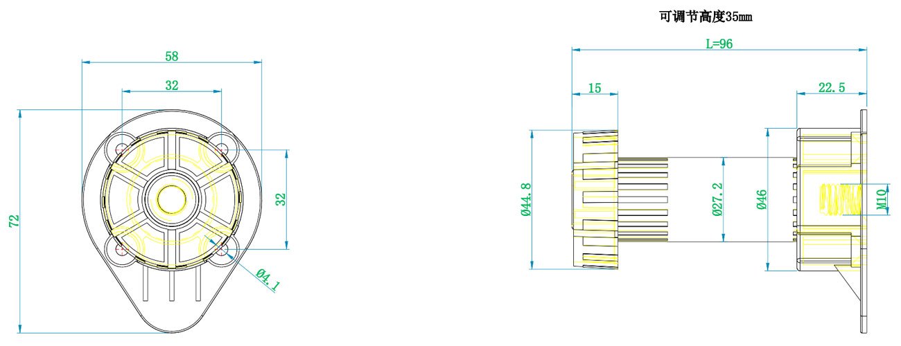 Short-Barrel Standard Adjustable Leg (Range: 95–145mm) MK-TJJ-HJD-108