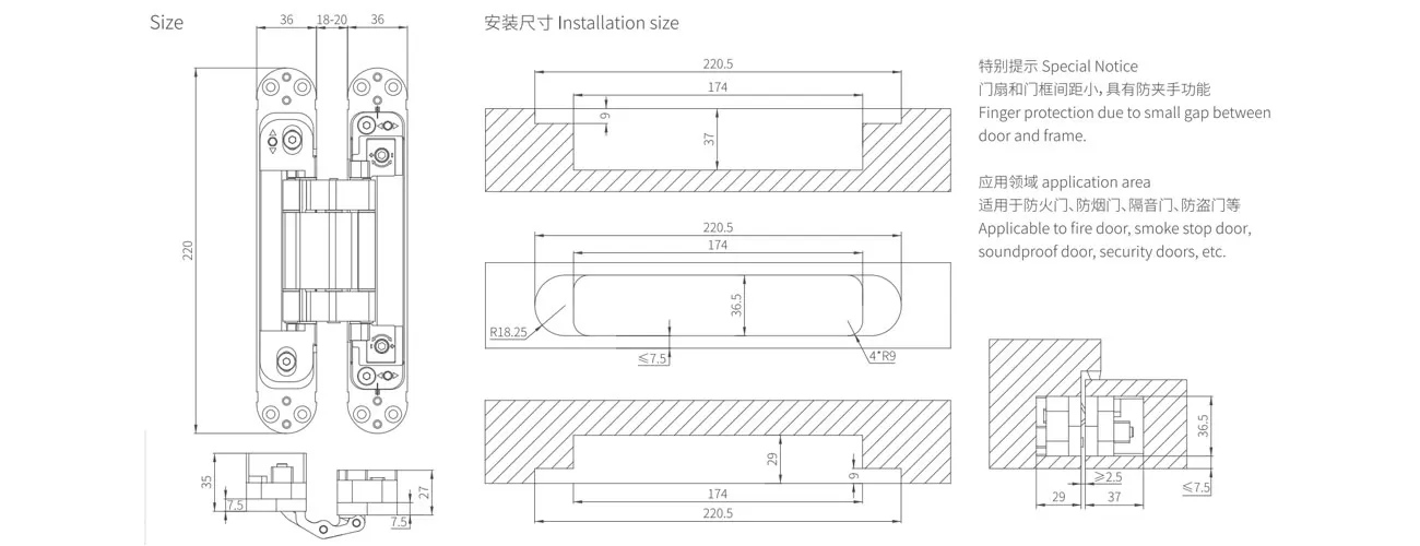 3D Adjustable Concealed Hinge MK-NN-HY150KG-B