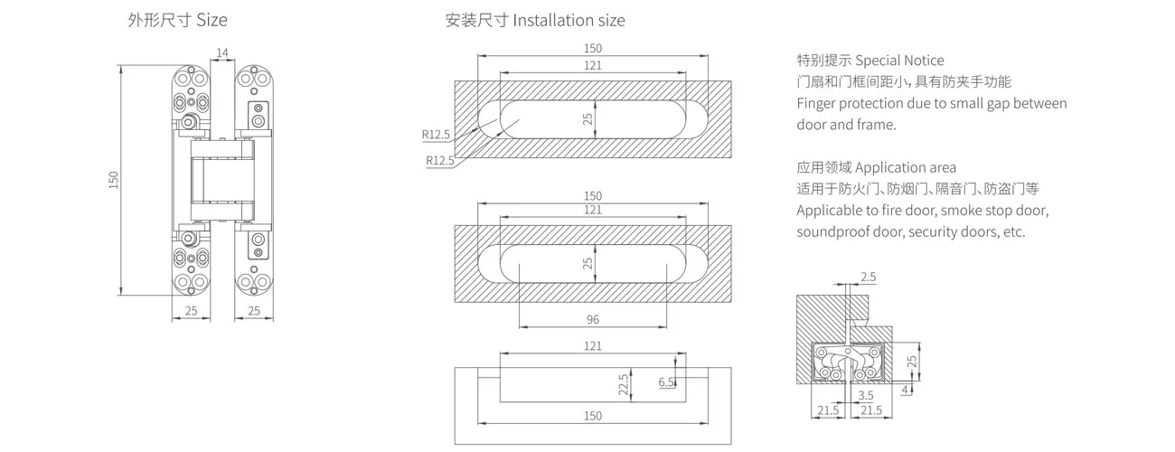 3D Adjustable Concealed Hinge MK-NN-ZCG40