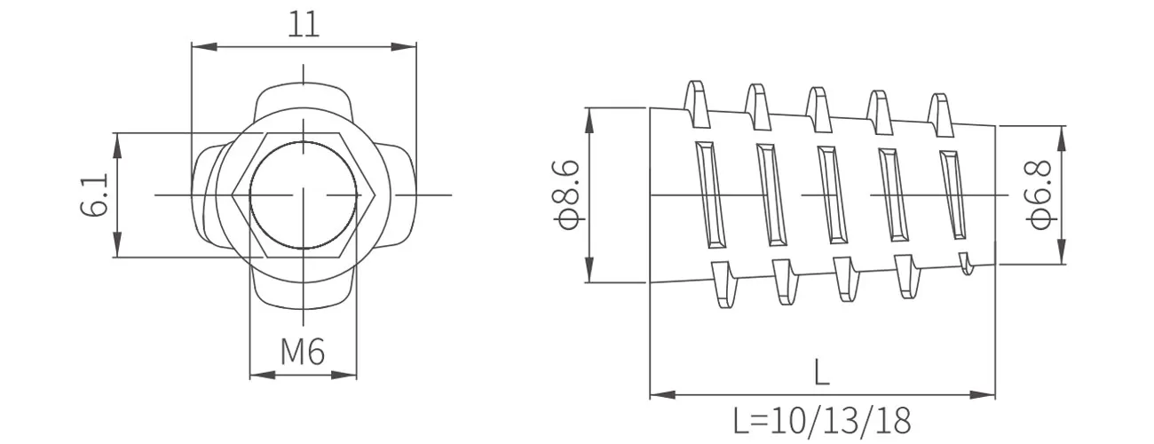 Insert Nut Type E MK-ZA-51-61-12