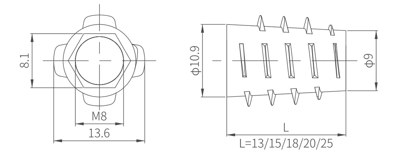 Insert Nut Type E MK-ZA-51-86-18