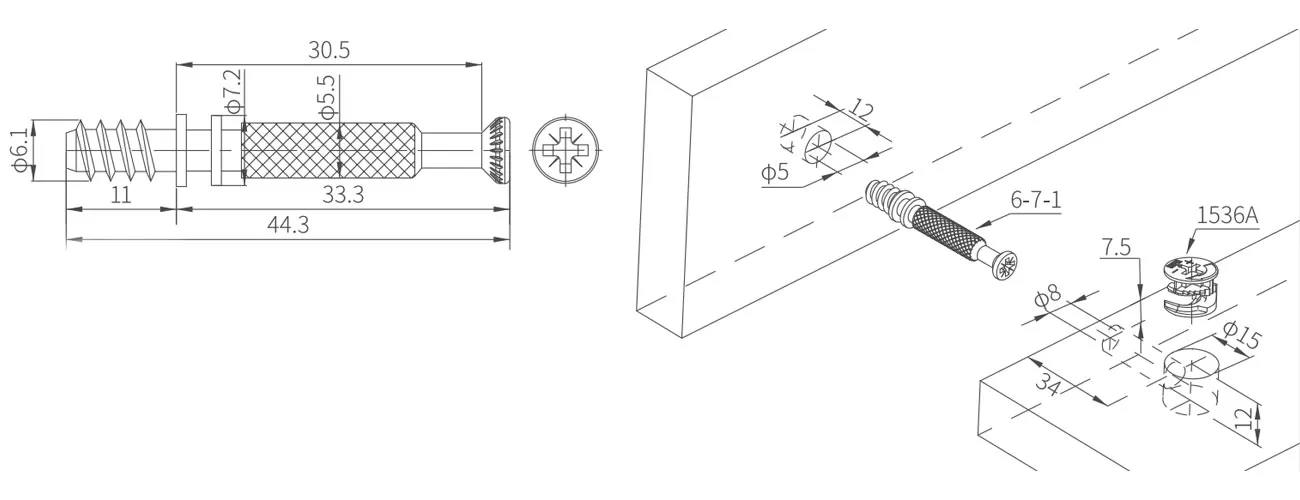 Metal Knurled Bolt with Double Collar MK-GHG-6-7-1