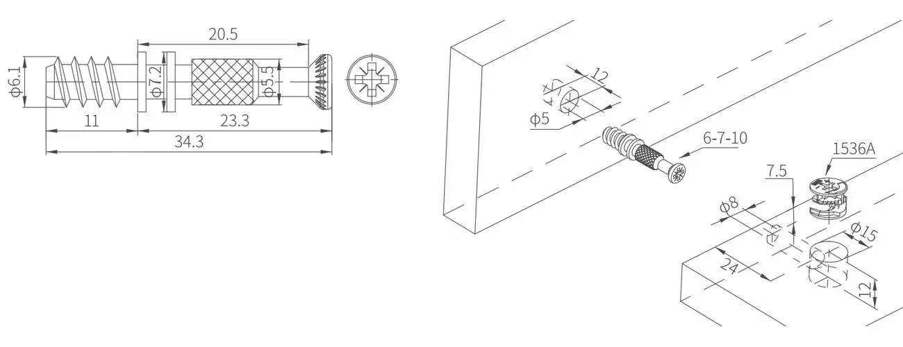 Metal Knurled Bolt with Double Collar MK-GHG-6-7-10