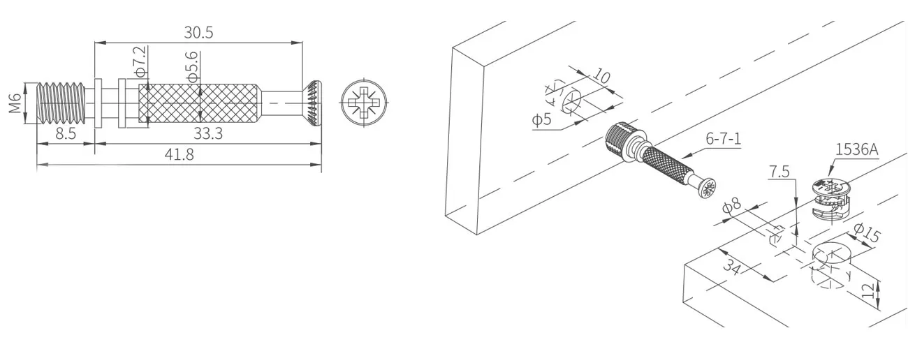 Metal Knurled Bolt with Double Collar MK-GHG-6-7-8