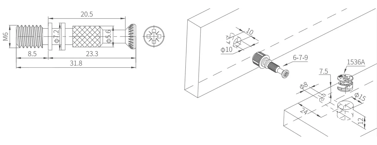 Metal Knurled Bolt with Double Collar MK-GHG-6-7-9