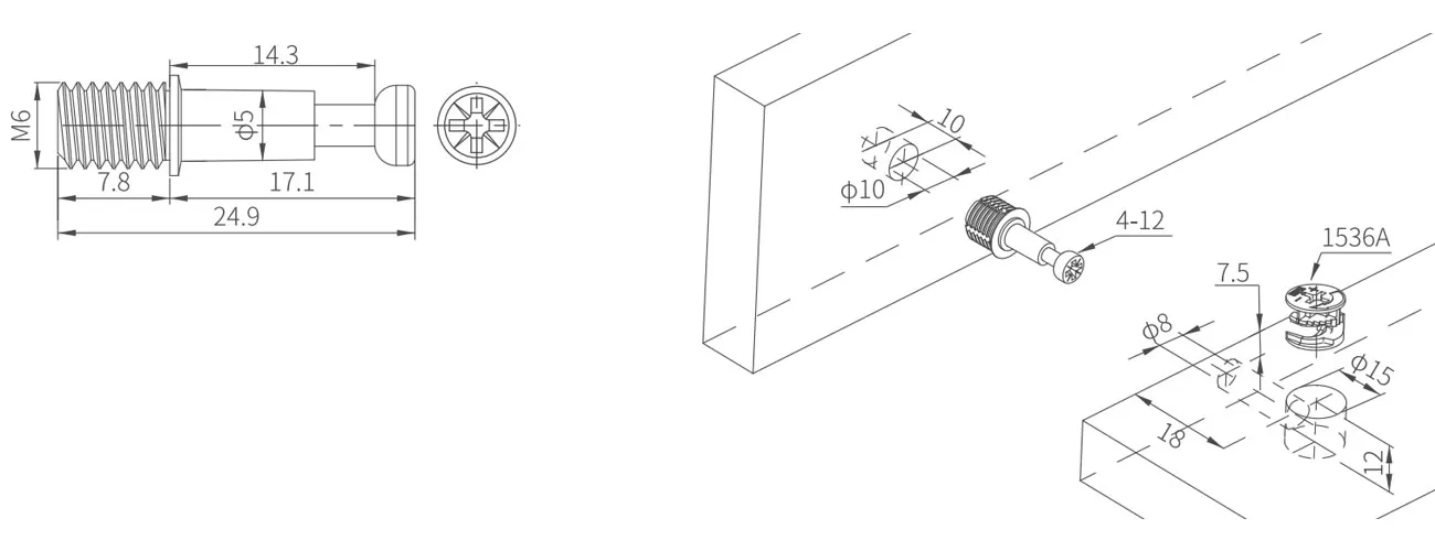 Metal Bolt with Collar MK-JSG-4-12