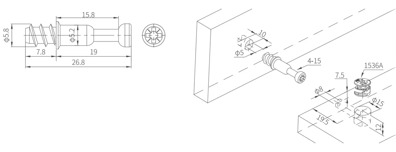 Metal Bolt with Collar MK-JSG-4-15