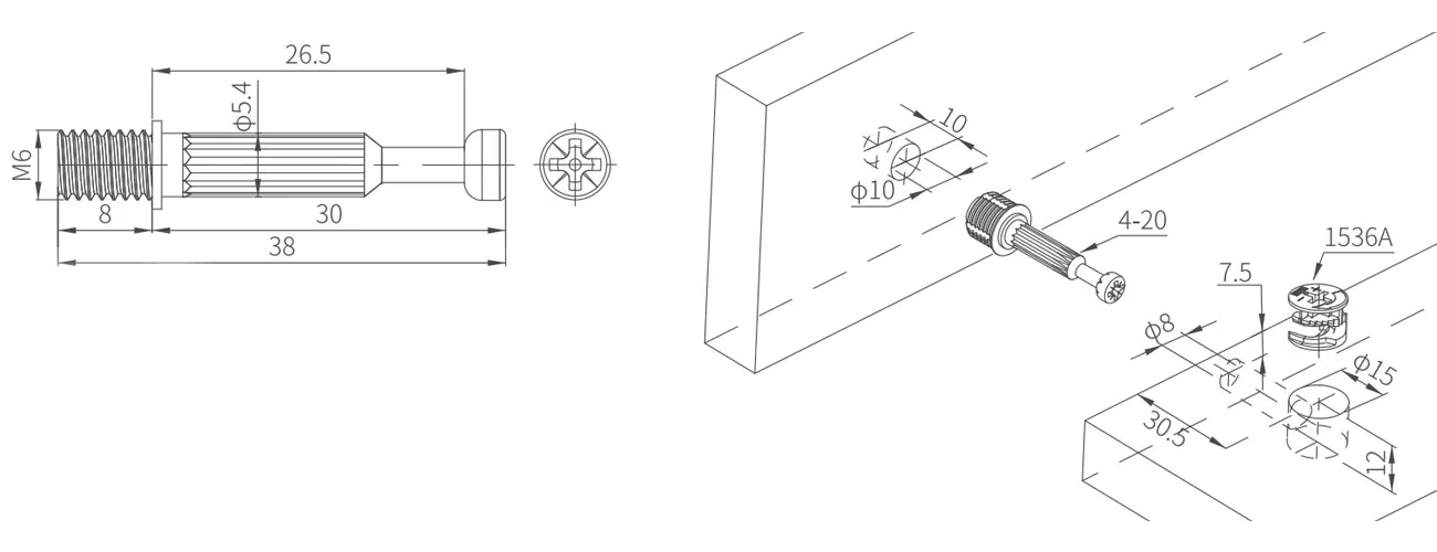 Metal Bolt with Vertical Grain MK-JSG-4-20