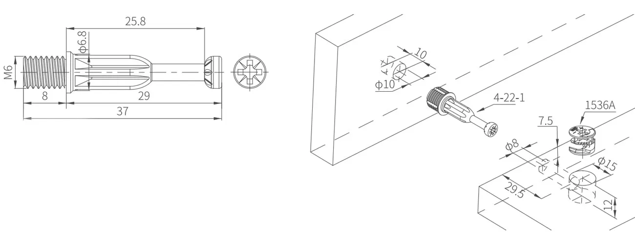 Metal Bolt with Vertical Grain MK-JSG-4-22-1