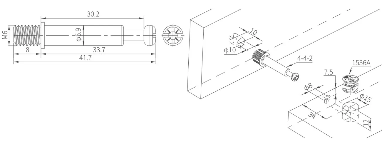 Metal Bolt with Collar MK-JSG-4-4-2