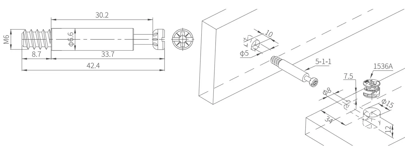 Metal Bolt without Collar MK-JSG-5-1-1