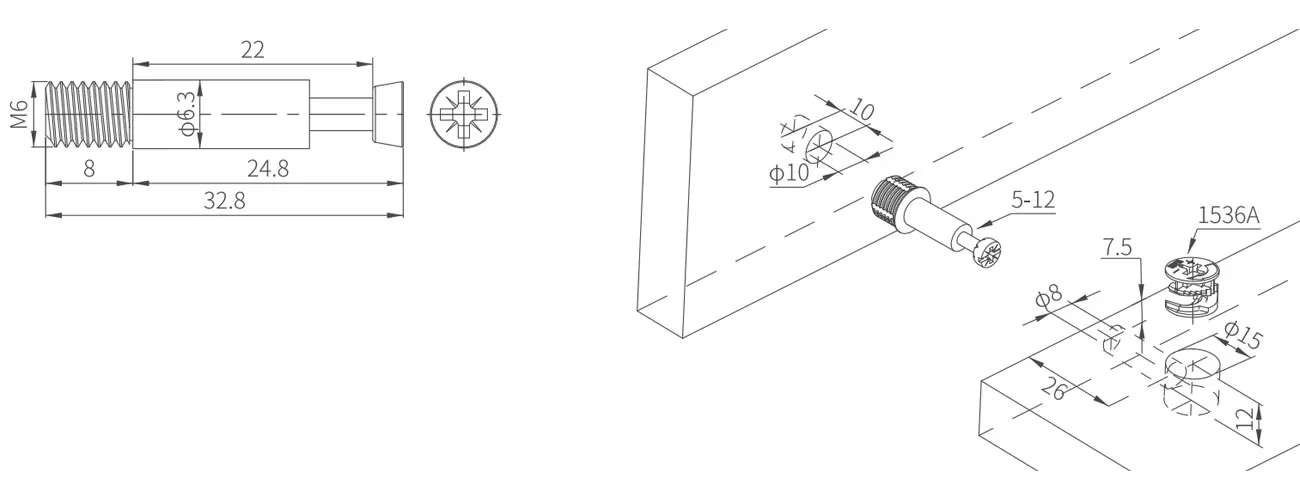 Metal Bolt without Collar MK-JSG-5-12