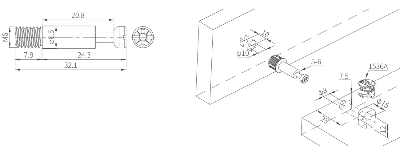 Metal Bolt without Collar MK-JSG-5-6