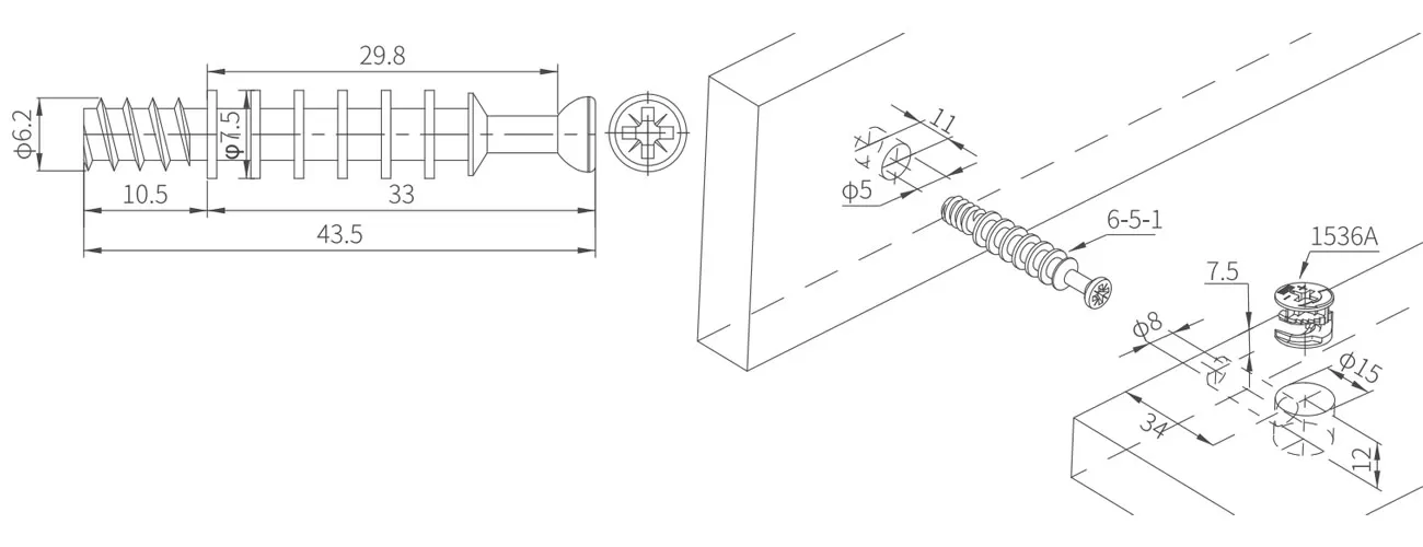 Metal Bolt with Multiple Collars MK-JSG-6-5-1
