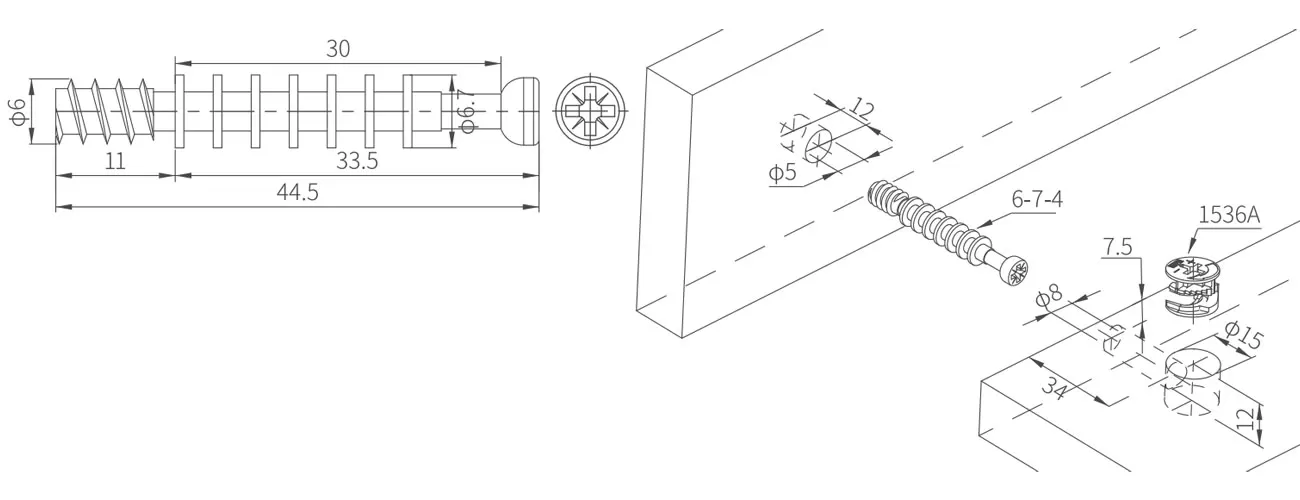 Metal Bolt with Multiple Collars MK-JSG-6-7-4