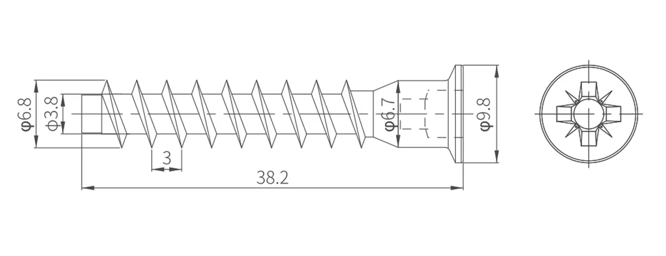 POZI Countersunk Confirmat Screw MK-MY-10-1-1
