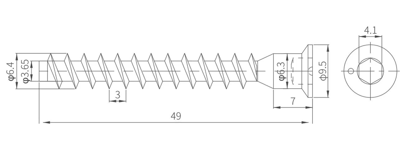 Internal Hexagon Confirmat Screw MK-MY-10-8-1