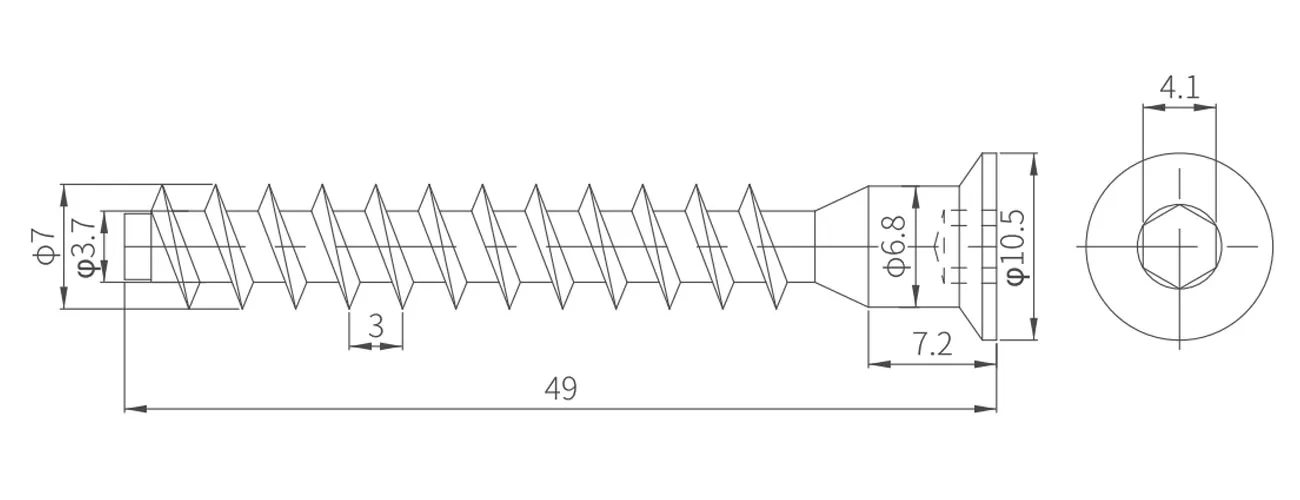 Internal Hexagon Confirmat Screw MK-MY-10-8-3