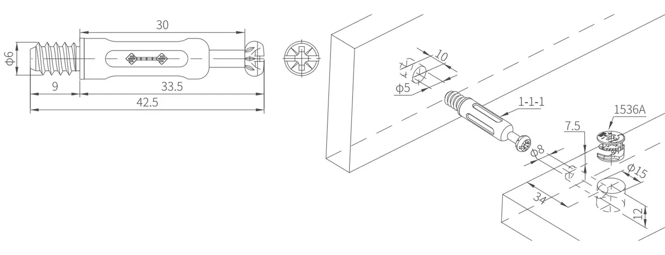 Connecting Bolt with Plastic Skirt MKBS-1-1-1