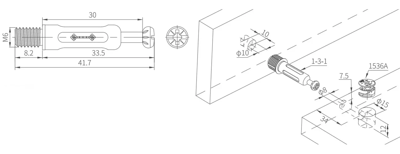 Connecting Bolt with Plastic Skirt MKBS-1-3-1-S3