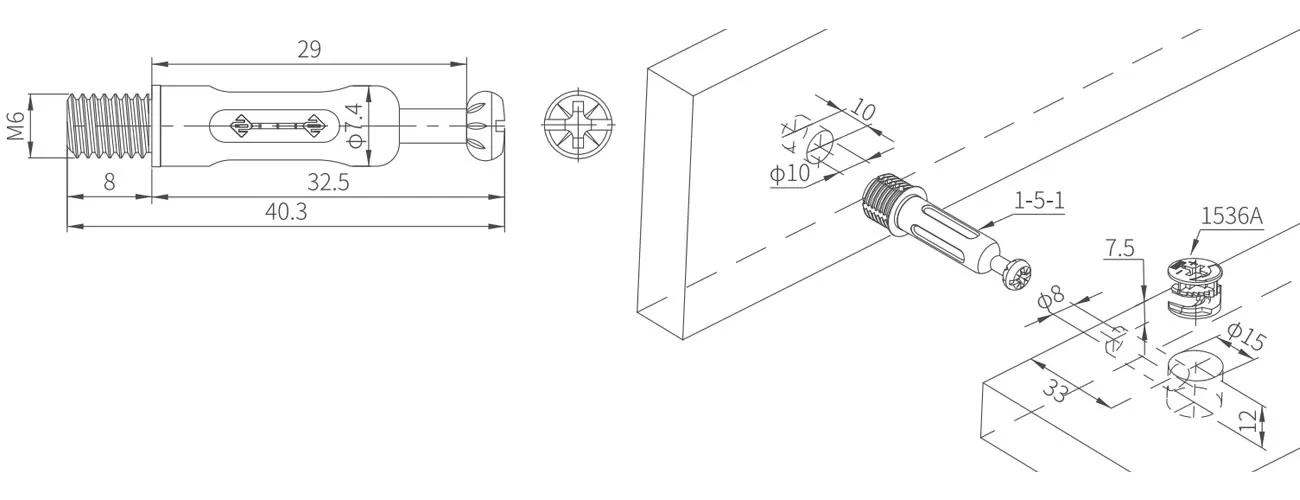 Connecting Bolt with Plastic Skirt MKBS-1-5-1-S3