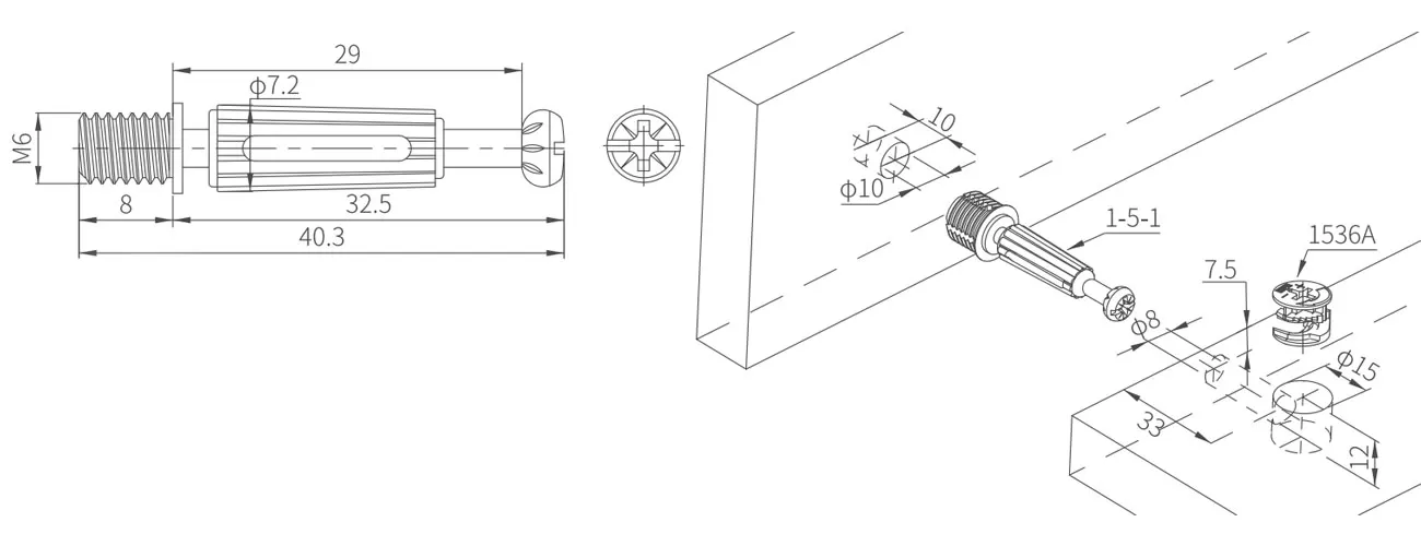 Connecting Bolt with Plastic Skirt MKBS-1-5-1-S5