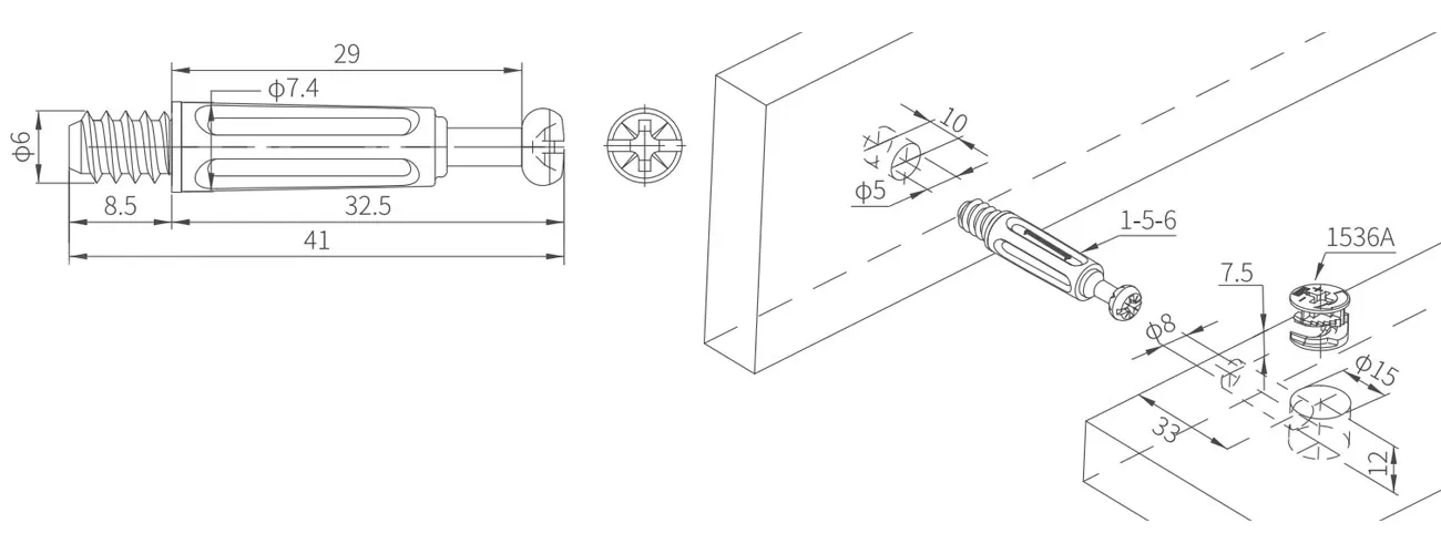 Connecting Bolt with Plastic Skirt MKBS-1-5-6