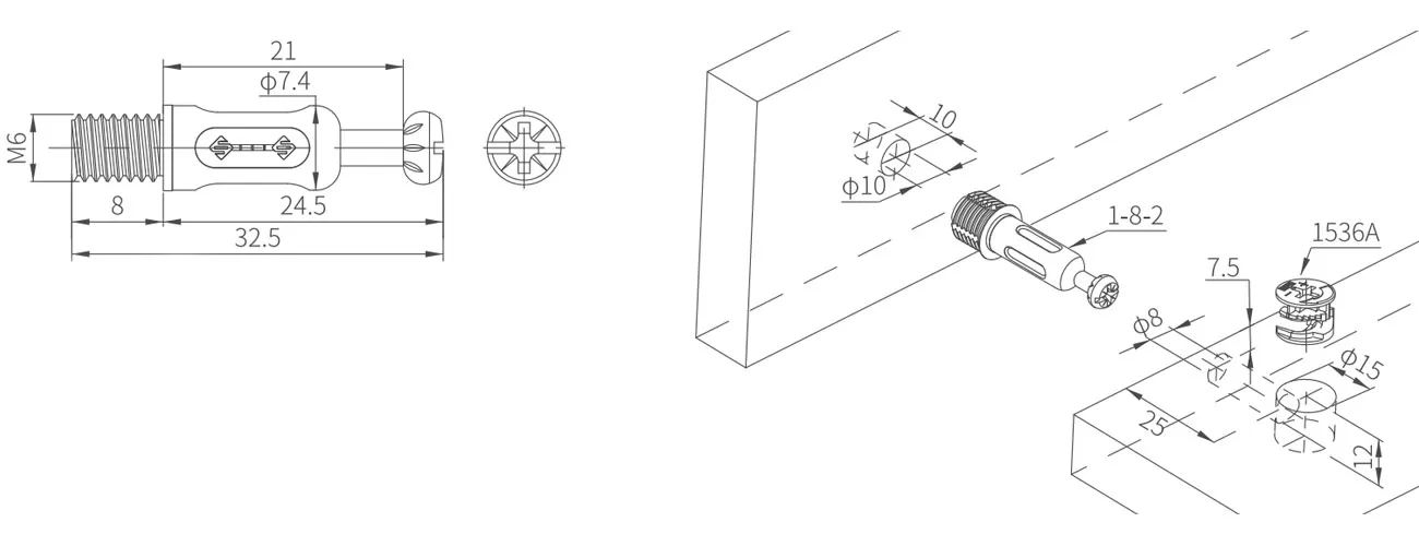 Connecting Bolt with Plastic Skirt MKBS-1-8-2