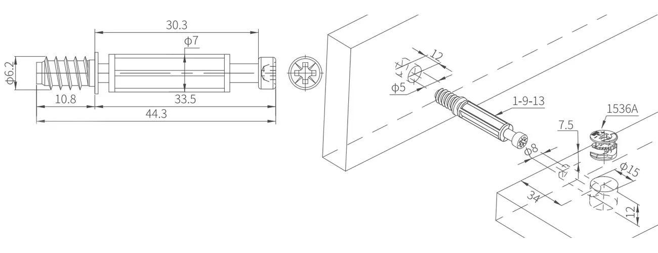 Connecting Bolt with Plastic Skirt MKBS-1-9-13