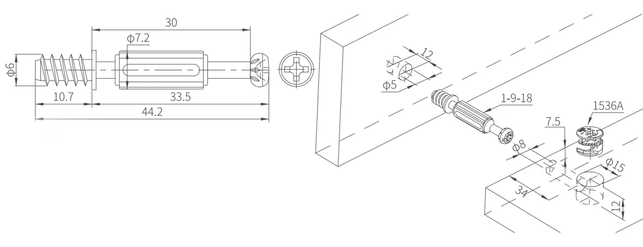 Connecting Bolt with Plastic Skirt MKBS-1-9-18