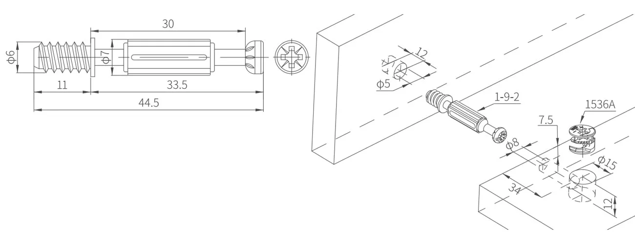 Connecting Bolt with Plastic Skirt MKBS-1-9-2