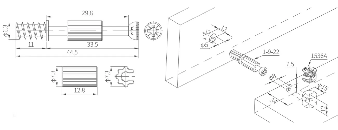 Connecting Bolt with Plastic Skirt MKBS-1-9-22