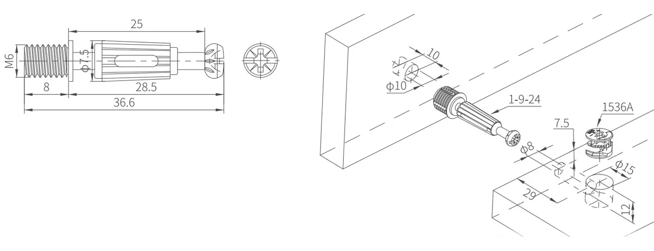 Connecting Bolt with Plastic Skirt MKBS-1-9-24