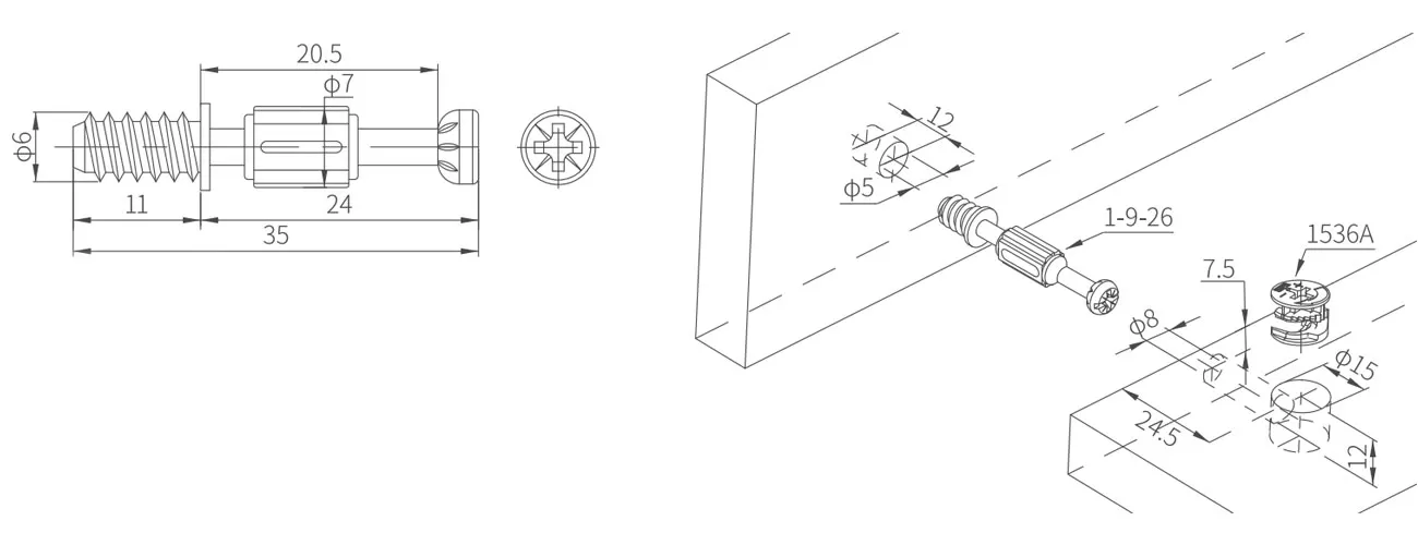 Connecting Bolt with Plastic Skirt MKBS-1-9-26